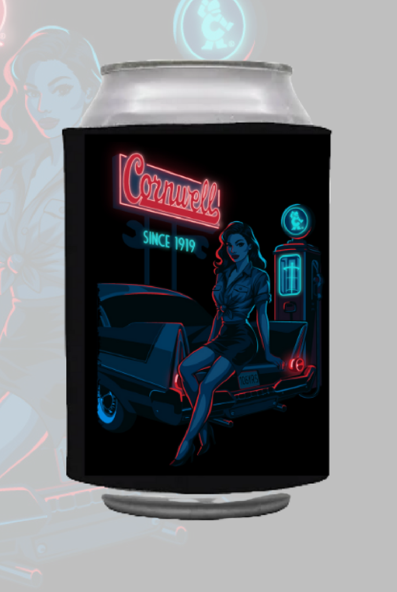 Cornwell OG Vintage Gas Pump Pin-Up Can Koozie