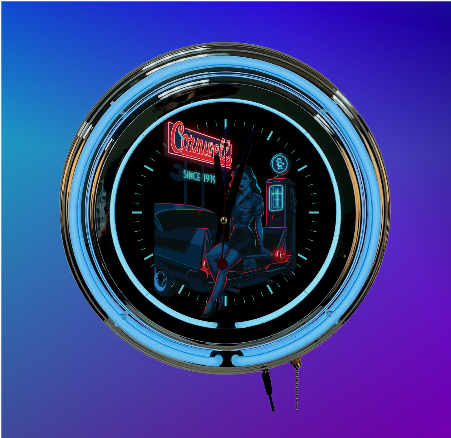 Cornwell OG Vintage Gas Pump Pin-Up LED Neon Clock