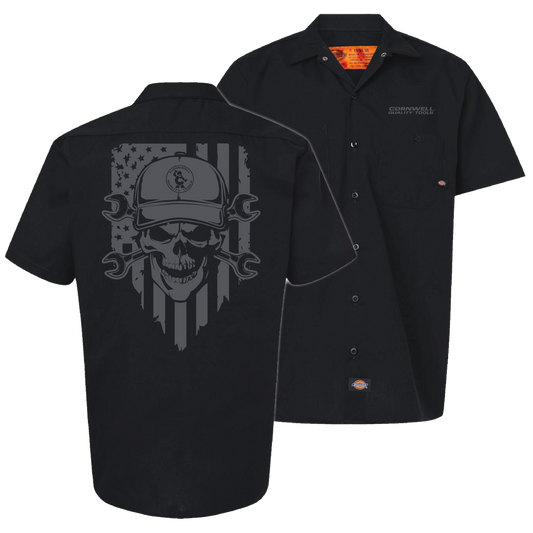 Patriot Skull Short Sleeve Dickies Work Shirt