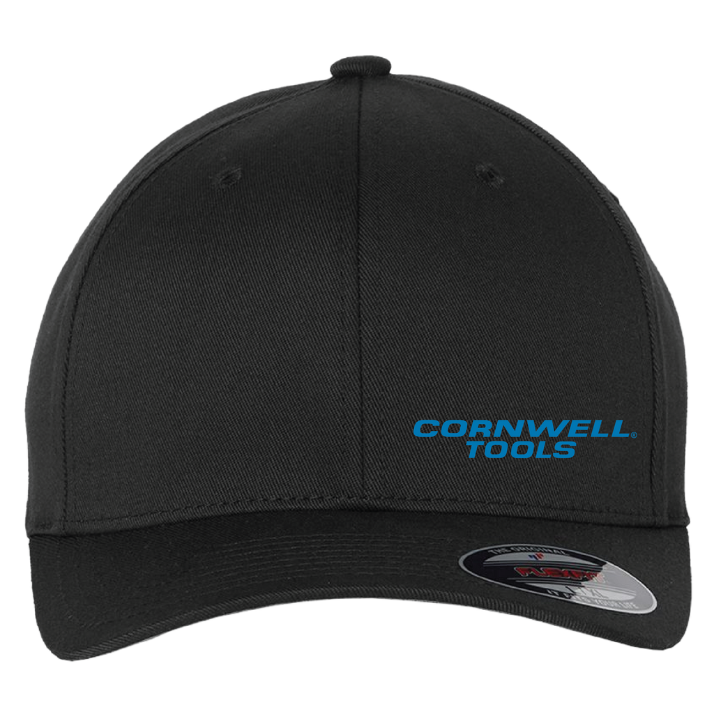 Black Flexfit Fitted Hat with Embroidered Logo