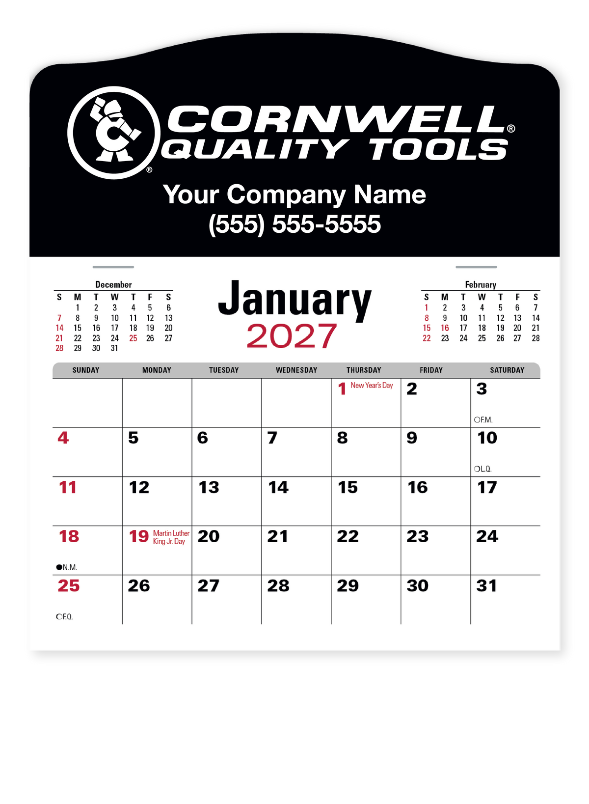 Cornwell 2027 Jumbo Press-N-Stick Mini Calendar