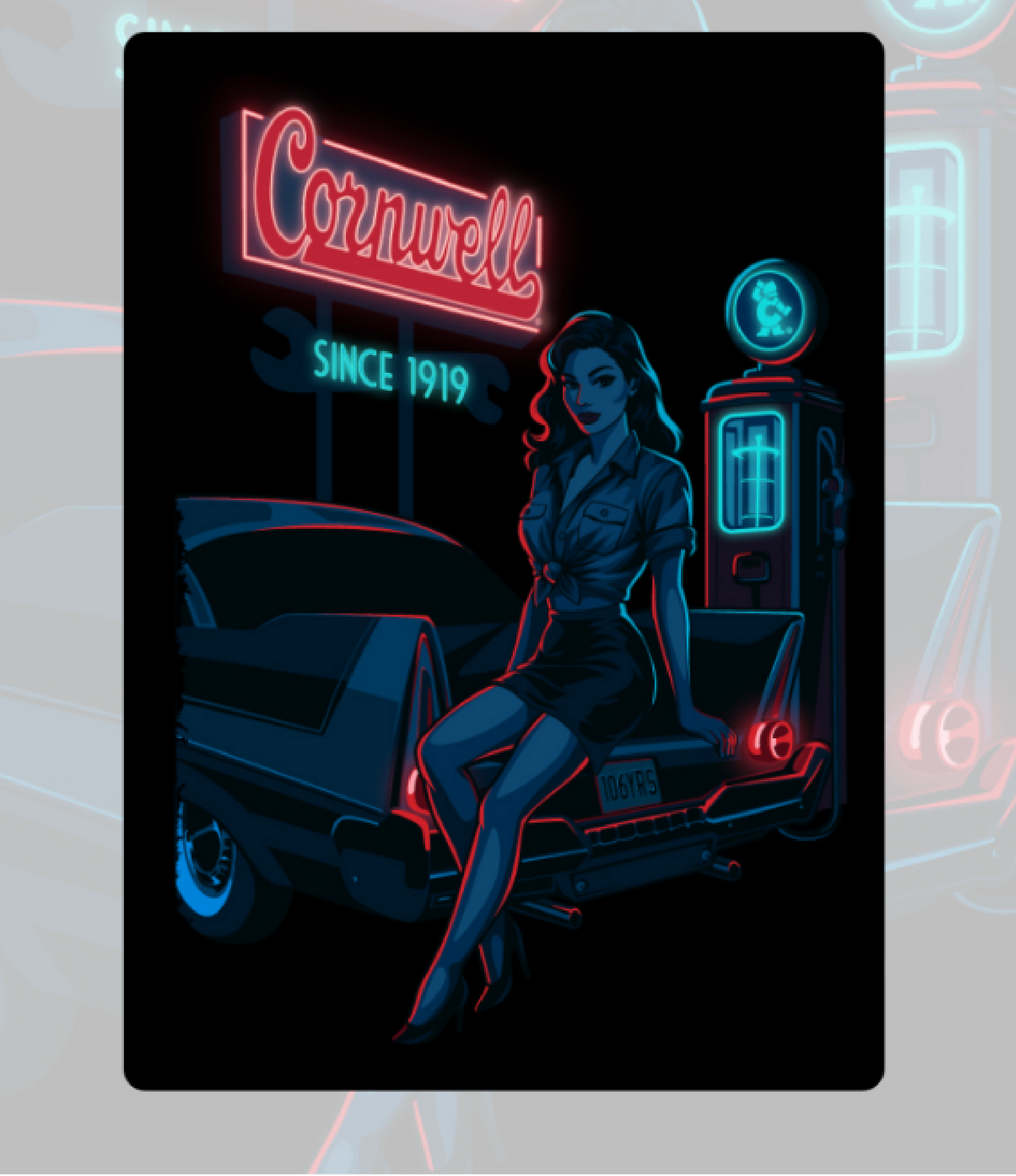 Cornwell OG Vintage Gas Pump Pin-Up Aluminum Wall Sign