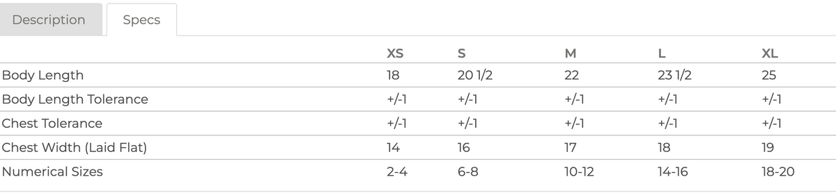 Youth Duck Camo Pocket Tee size chart