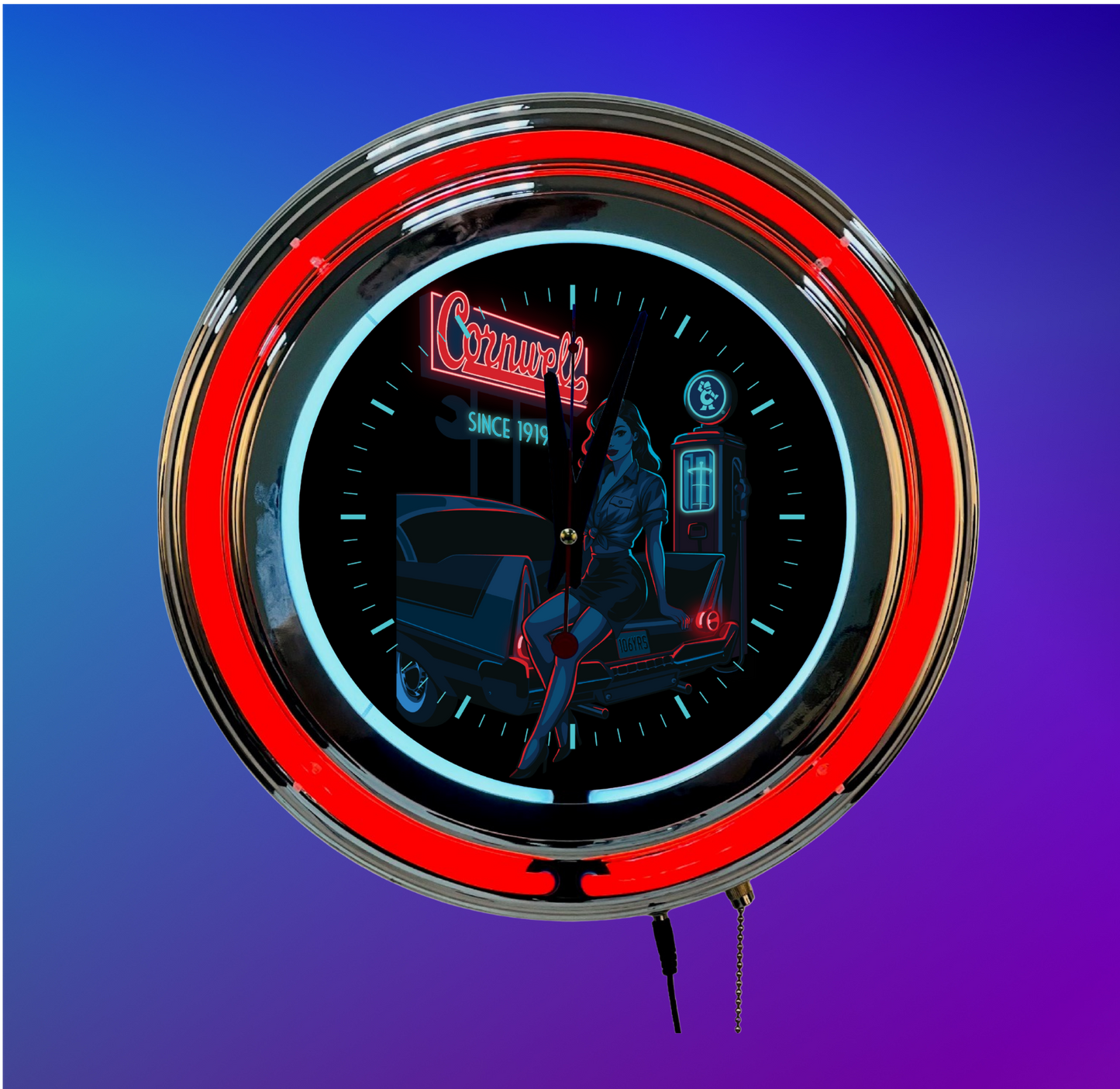 Cornwell OG Vintage Gas Pump Pin-Up LED Neon Clock