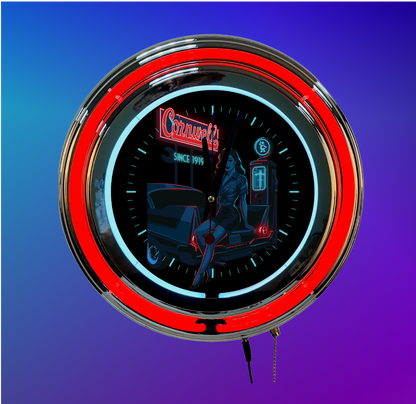 Cornwell OG Vintage Gas Pump Pin-Up LED Neon Clock